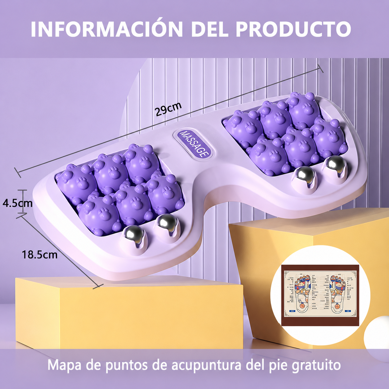 RODILLO PARA MASAJE DE PIES 2 EN 1